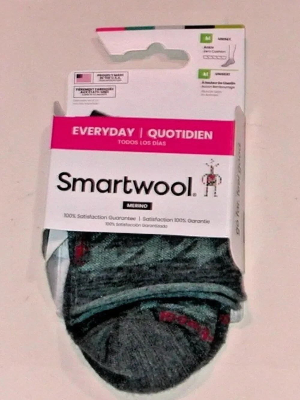 SmartWool Zero Cushion Hounds Tooth Ankle Socks Women's Medium NWT Pewter Blue